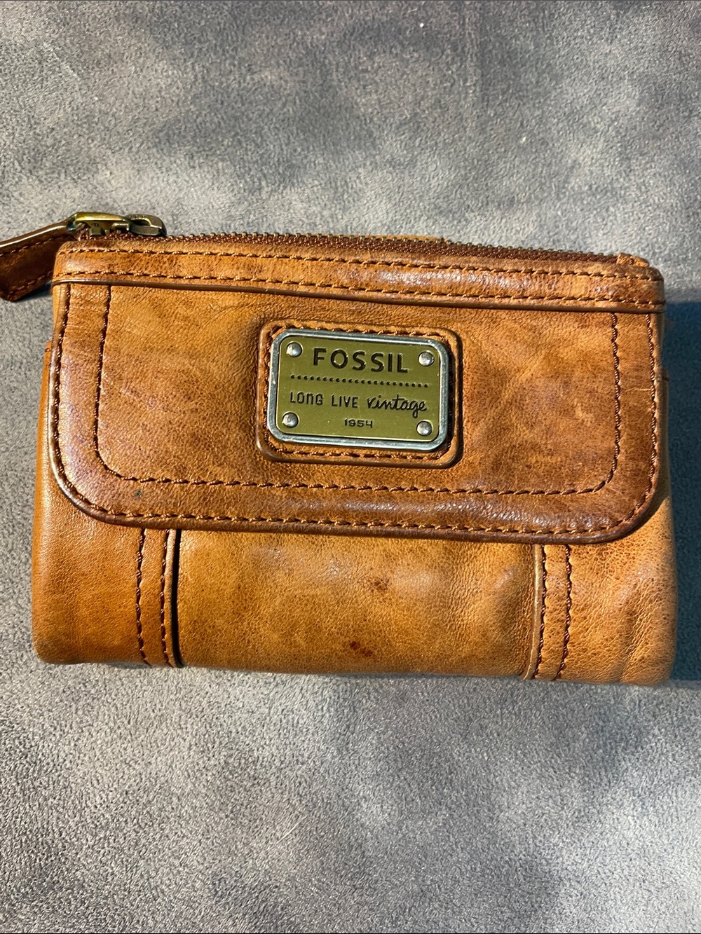 Fossil Tan Leather Wallet | Long Live Vintage